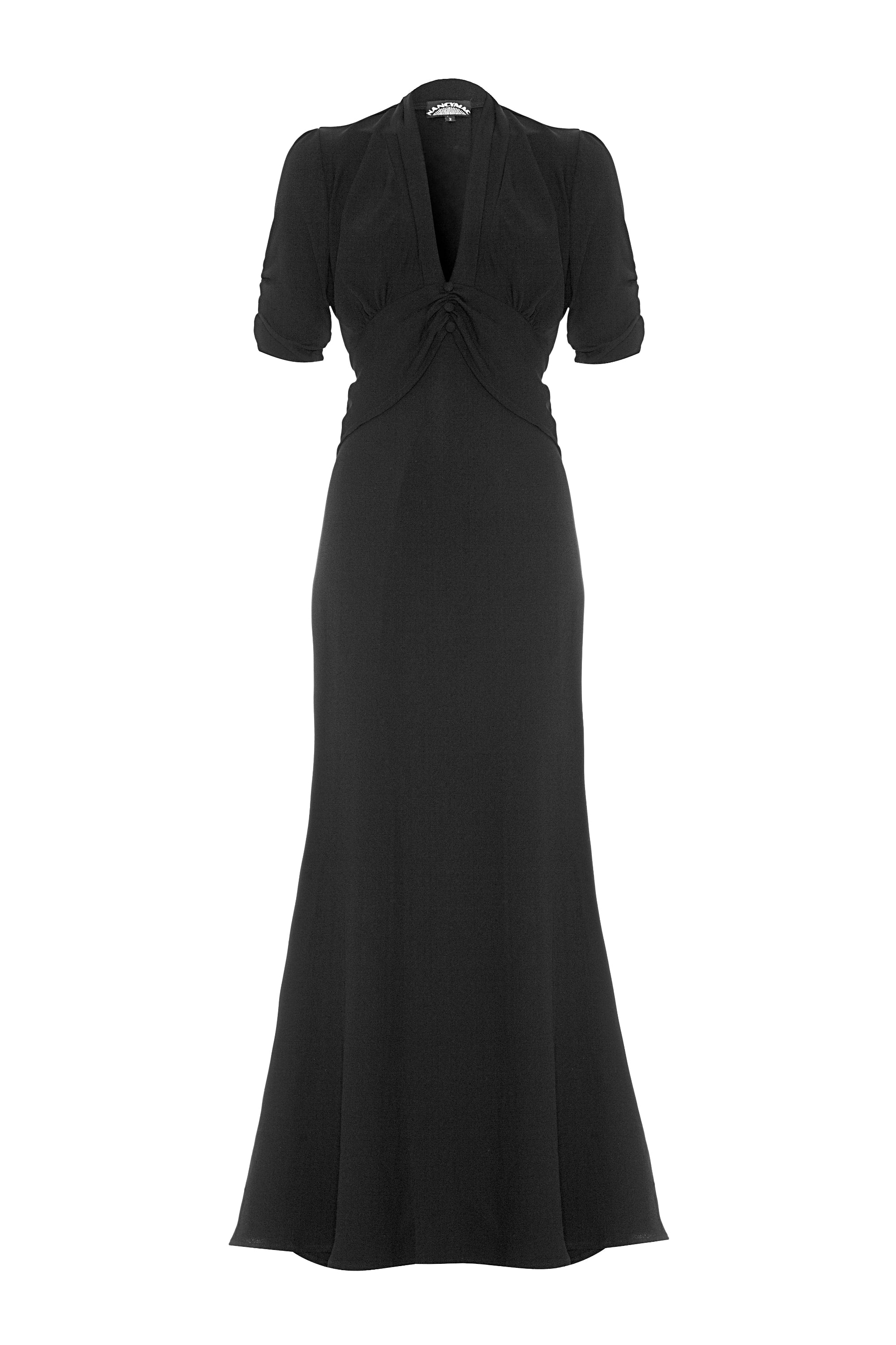 Sable maxi dress in black crepe - Nancy Mac